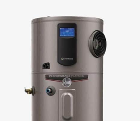 A modern water heater featuring a digital display, showcasing its advanced technology and user friendly interface.2